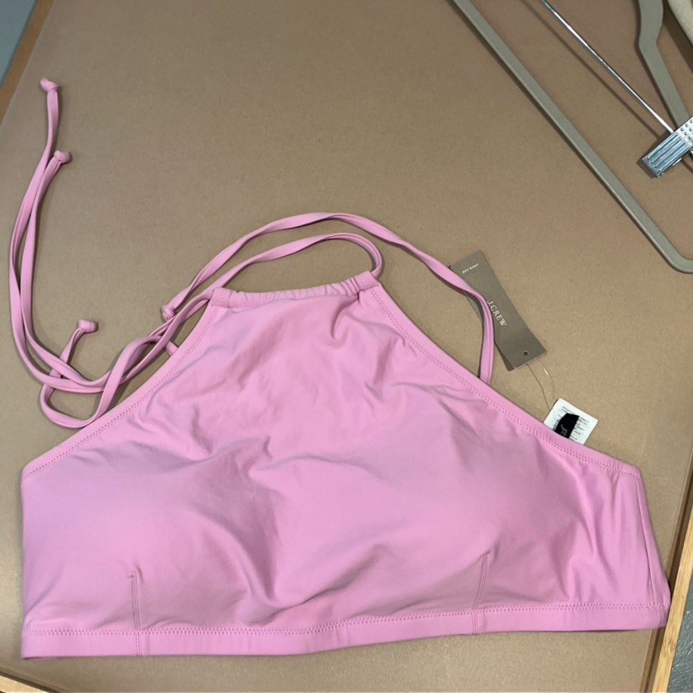 NWT J. Crew XXL Cropped Halter Bikini Top C4341 Pink Swim Wear NEW